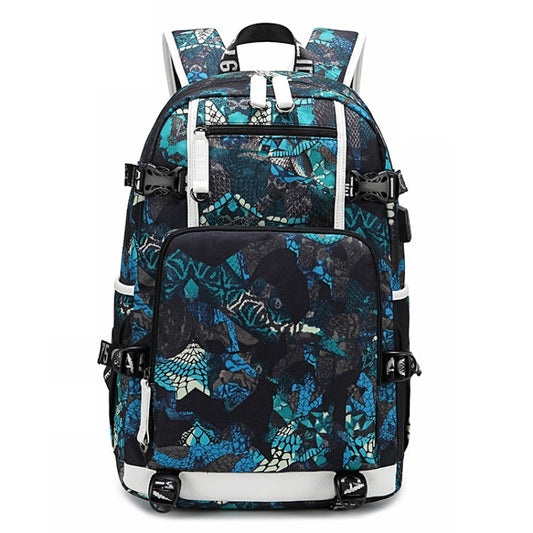 6101-4 Thermal Transfer Casual Backpack Simple Student Schoolbag, Printed Red, Printed Blue, Printed Yellow, Printed Gray, Star Blue, Star Purple, Triangular Blue, Triangle Yellow, Yellow Leather