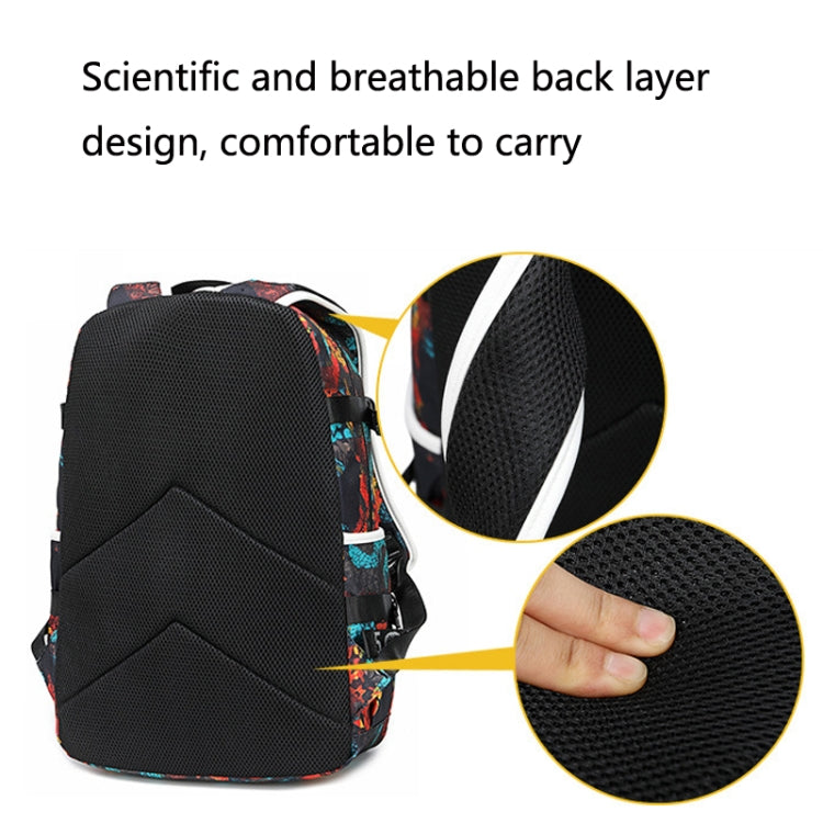 6101-4 Thermal Transfer Casual Backpack Simple Student Schoolbag, Printed Red, Printed Blue, Printed Yellow, Printed Gray, Star Blue, Star Purple, Triangular Blue, Triangle Yellow, Yellow Leather