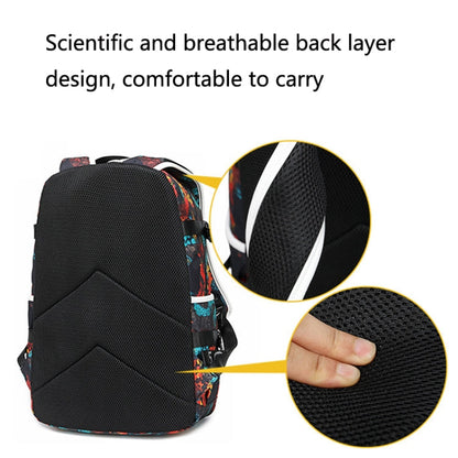 6101-4 Thermal Transfer Casual Backpack Simple Student Schoolbag, Printed Red, Printed Blue, Printed Yellow, Printed Gray, Star Blue, Star Purple, Triangular Blue, Triangle Yellow, Yellow Leather