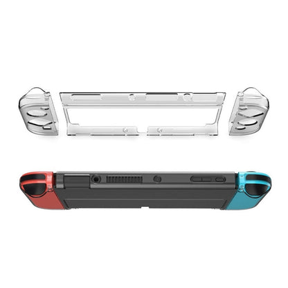 DOBE TNS-1133B Host Protection Kit + Left And Right Handle Crystal Anti-Fall Protection Cover For Switch OLED, TNS-1133B(Transparent Color)
