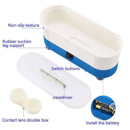 3 in 1 Glasses Cleaning Machine Small Contact Lens Glasses Jewelry Watch Cleaner, Pink, Blue