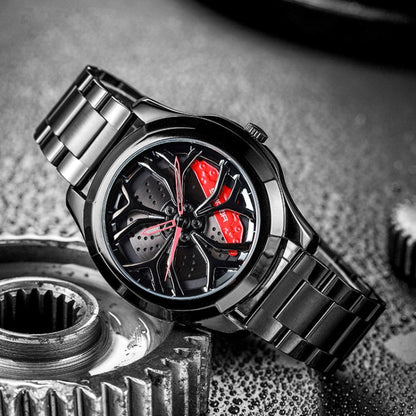 SANDA P1065 Wheel Series Casual Steel Band Quartz Watch For Men, For Men Silver Red, For Men Blue Green, For Men Black Green, For Men Silver Green, For Men Blue Red, For Men Black Red