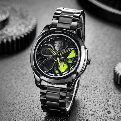 SANDA P1065 Wheel Series Casual Steel Band Quartz Watch For Men, For Men Silver Red, For Men Blue Green, For Men Black Green, For Men Silver Green, For Men Blue Red, For Men Black Red