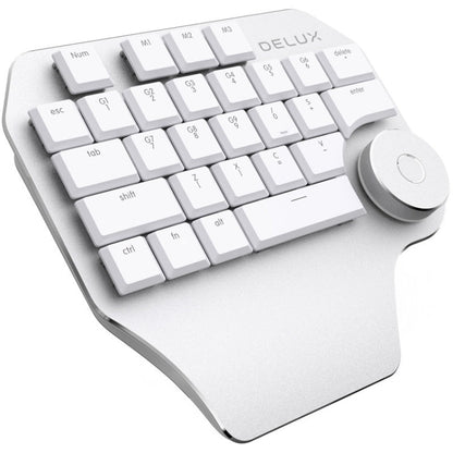 DELUX T11 29 Keys Single-Hand Keyboard Shortcut Key Speech Tool Flat Keyboard, Colour: Silver, Silver