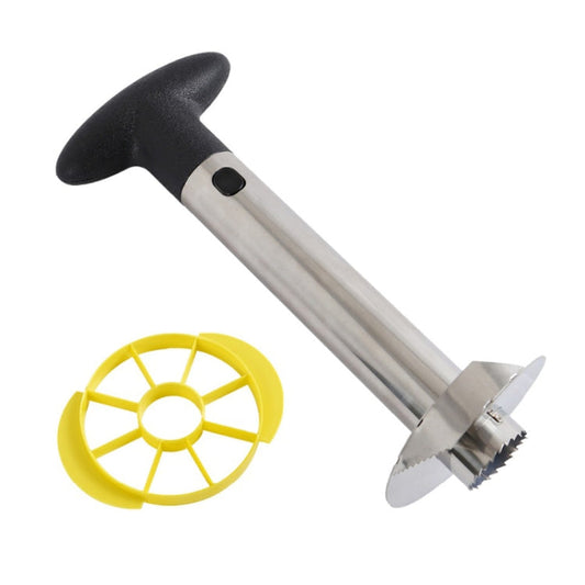 2 PCS Stainless Steel Pineapple Peeler Slicers Fruit Cutter Kitchen Tools, Pineapple Corer Slicer (Black handle), Pineapple Corer Slicer (Yellow handle)