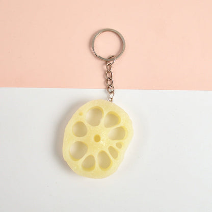 PVC Simulation Vegetable Model Pendant Creative Play House Small Toys, 3 PCS Keychain Hot Dog, 3 PCS Keychain Corn, 3 PCS Keychain Broccoli, 10 PCS Keychain Fungus, 5 PCS Keychain Lotus Root, 5 PCS Keychain Kelp, 5 PCS Keychain Ham Sausage