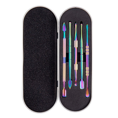 Nail Art Tool Set Smoke Cream Spoon Stainless Steel Steel Push Smoke Oil Spoon, 5 In 1 Silver, 6 In 1 Silver, 5 In 1 Color Titanium, 6 In 1 Color Titanium