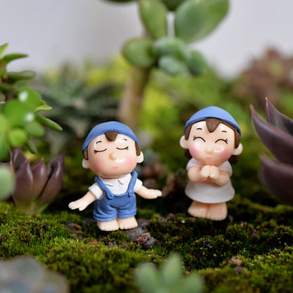 4 PCS Boys and Girls Micro Landscape Ornaments Toy House Decorations, Random Style Delivery, 4 PCS Boys and Girls House Decorations
