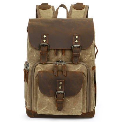 K-86 Casual Shoulder Camera Bag Contrast Waterproof Batik Canvas Single Digital Camera Photo Backpack, Yellow, Khaki, Gray, Green