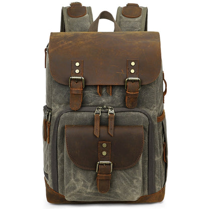 K-86 Casual Shoulder Camera Bag Contrast Waterproof Batik Canvas Single Digital Camera Photo Backpack, Yellow, Khaki, Gray, Green