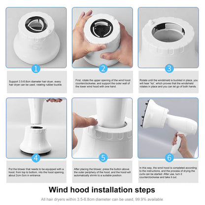 Universal Hair Diffuser Adaptable For Blow Dryers with Rotatable Design Curly Hair Large Wind Hood, White, Black