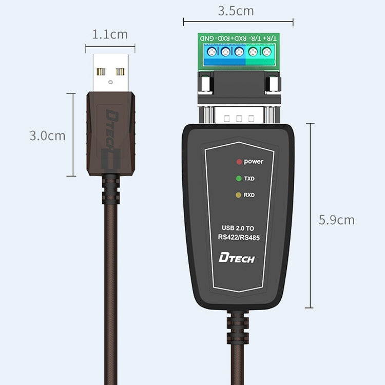 DTECH DT-5019 USB to RS485 / RS422 Conversion Cable, FT232 Chip, Length:, 0.5m, 1.5m