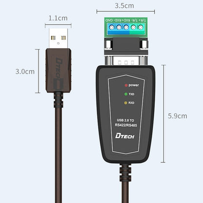 DTECH DT-5019 USB to RS485 / RS422 Conversion Cable, FT232 Chip, Length:, 0.5m, 1.5m