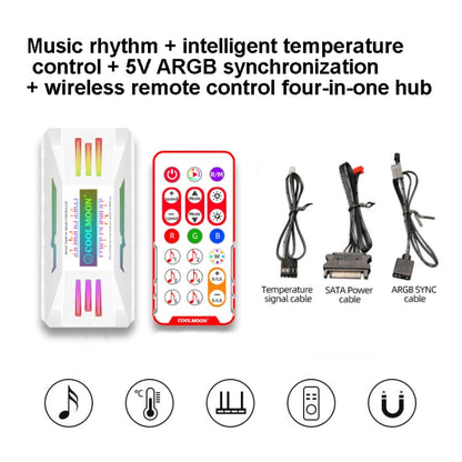 COOLMOON CM-MPAC PWM 5V ARGB Cooling Fan Remote Control For PC Case Chassis, Style:, 4 in 1  (White), 4 in 1  (Black), 3 in 1 Controller (White), 3 in 1 Controller (Black)