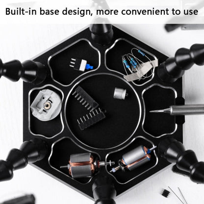 Six-Jaw LED Lamp Magnifying Glass Soldering Station with Fan, N-SS6LMF-BK9, N-SS6LF-BK9