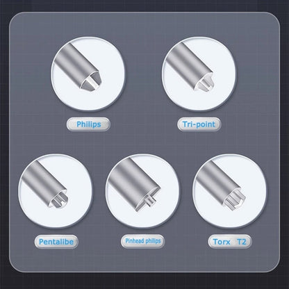 Qianli Super Tactile Grip-Type Precision Silent Dual-Bearing Screwdriver, Type A Phillips, Type B Tri-point, Type C Pentalibe, Type  D Pinhead Philips, Type E T2 Torx