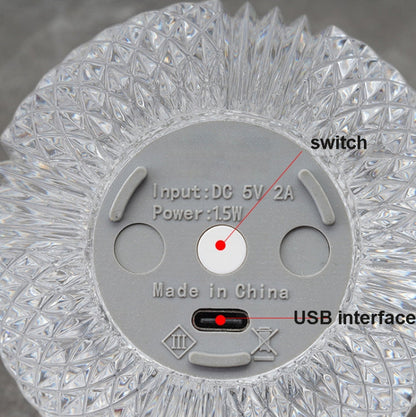 Crystal Ball Small Table Lamp USB Acrylic Night Light, MT2 80 x 80mm, MT1  110 x 110mm