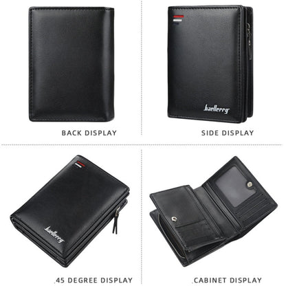 Baellerry D3216 Men Short Vertical Multi-Card Snap Coin Purse, Khaki, Black, Brown