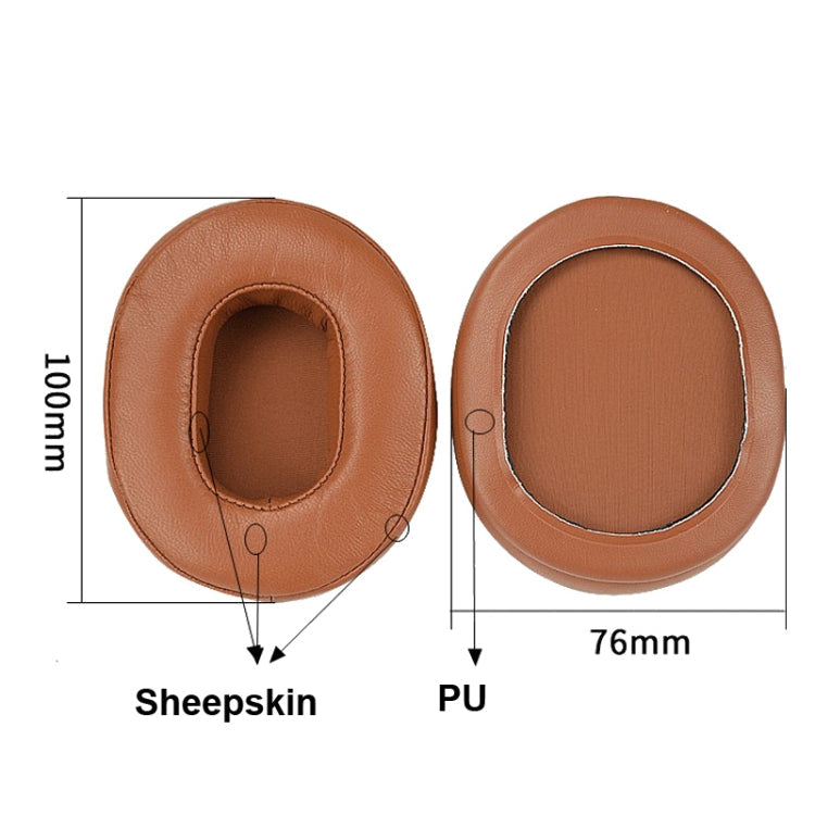 2pcs Sponge Earmuff For Audio-Technica ATH-M50 / M40 / M50X / MSR7, Sheepskin-Black, Sheepskin-Khaki