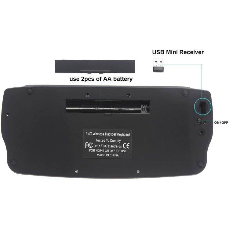MY-10 2.4G 78 Keys 1200 DPI Mini Wireless Trackball Keyboard Wireless Keyboard And Mouse Set