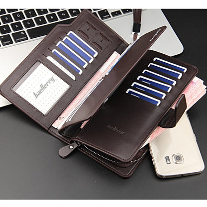 Baellerry Casual Wallet Long Clutch Tri-fold Wallet Multifunctional Phone Bag For Men, Brown, Black