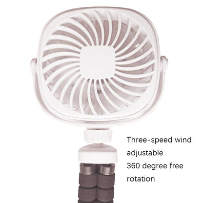 Octopus Stroller Deformation Fan Desktop Portable Handheld USB Small Fan, 1200mAh White, 1200mAh Pink, 1200mAh Black, 2200mAh White, 2200mAh Pink, 2200mAh Black
