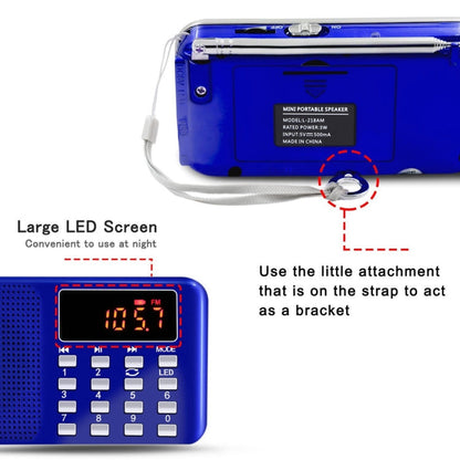L-218AM  MP3 Radio Speaker Player Support TF Card USB with LED Flashlight Function, Gold, Black, Blue, White, Red