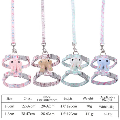 Rabbit Head Type Cat Traction Rope Anti-breakaway Adjustable Cat Leash, Small Suitable for Within 3kg, Large Suitable for 3-6kg