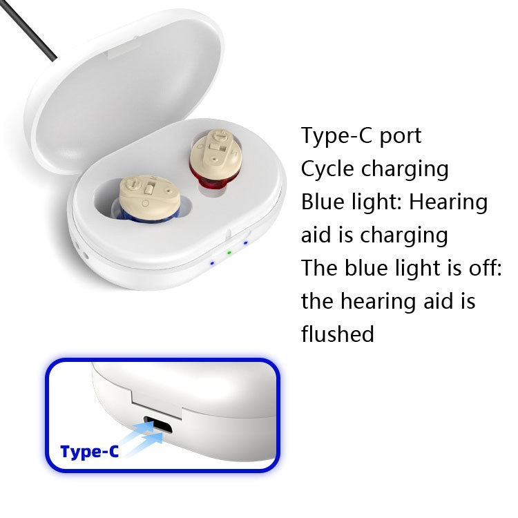 Old People Voice Amplifier Sound Collector Hearing Aid, Red Blue Double Machine + White Charging Bin, Red Blue Double Machine + Black Charging Bin, Skin Color Double Machine + Black Charging Bin, Skin Color Double Machine + White Charging Bin, Black   ...