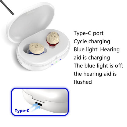 Old People Voice Amplifier Sound Collector Hearing Aid, Red Blue Double Machine + White Charging Bin, Red Blue Double Machine + Black Charging Bin, Skin Color Double Machine + Black Charging Bin, Skin Color Double Machine + White Charging Bin, Black   ...