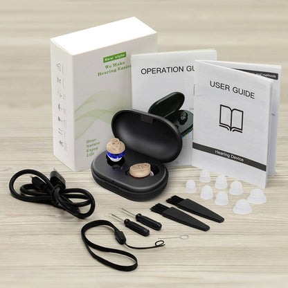 Old People Voice Amplifier Sound Collector Hearing Aid, Red Blue Double Machine + White Charging Bin, Red Blue Double Machine + Black Charging Bin, Skin Color Double Machine + Black Charging Bin, Skin Color Double Machine + White Charging Bin, Black   ...