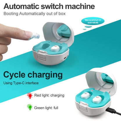 TWS On-Ear Sound Amplifier Hearing Aid with Charging Compartment, White, Black, Skin Color