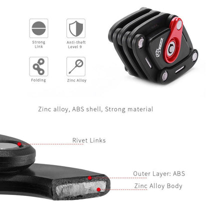 PAW Foldable Bike Lock Anti-theft Bicycle Lock Heavy Duty Chain Cable Padlock, PAW Anti-theft Bicycle Lock