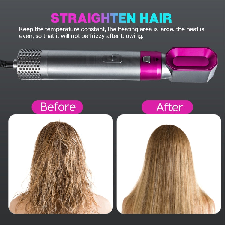 5-in-1 Hot-air Comb Automatic Straightening Dual-purpose Hair Dryer, Silver+Rose Red(EU Plug), Silver+Rose Red(US Plug), Silver+Rose Red(UK Plug), Black(EU Plug), Black(US Plug)