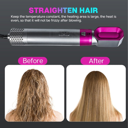 5-in-1 Hot-air Comb Automatic Straightening Dual-purpose Hair Dryer, Silver+Rose Red(EU Plug), Silver+Rose Red(US Plug), Silver+Rose Red(UK Plug), Black(EU Plug), Black(US Plug)