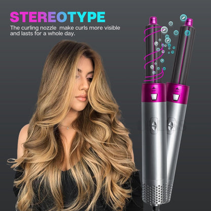 5-in-1 Hot-air Comb Automatic Straightening Dual-purpose Hair Dryer, Silver+Rose Red(EU Plug), Silver+Rose Red(US Plug), Silver+Rose Red(UK Plug), Black(EU Plug), Black(US Plug)