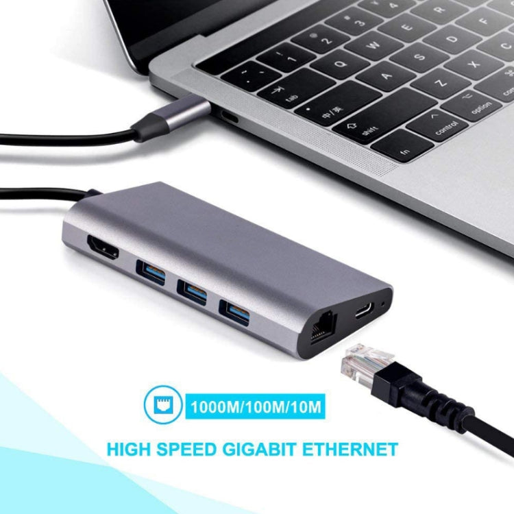 8 in 1 Type-c to HDMI+RJ45 Network Port+3USB3.0+PD Docking Station