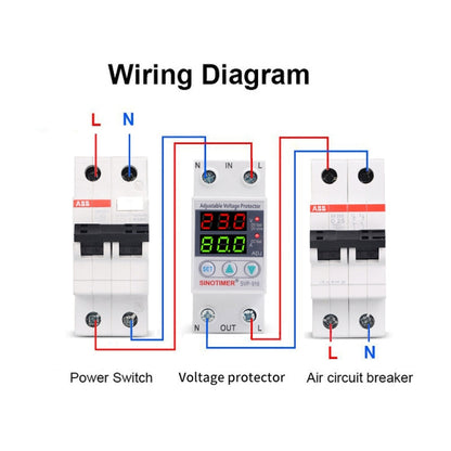 SINOTIMER SVP-916 Adjustable Self-resetting Over-voltage Under-voltage Protector, Current:, 40A, 63A, 80A