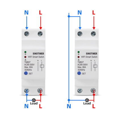 SINOTIMER TM607 Intelligent Wifi Timer Mobile App Home Rail Remote Control Time Switch 80A 85-300V, TM607