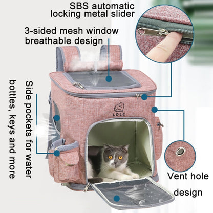 LDLC QS-002-L Foldable And Breathable Portable Pet Backpack, Light Gray, Light Pink, Denim Blue, Ginger Yellow