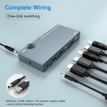 2 In 1 Out 4K 60Hz KVM HDMI Switch  USB Swltch Splitter Box HUB