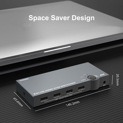 2 In 1 Out 4K 60Hz KVM HDMI Switch  USB Swltch Splitter Box HUB