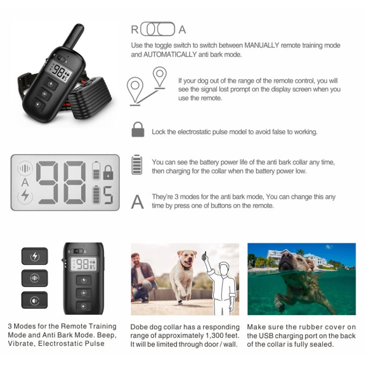 Remote Control Trainer Dog Collar Automatic Bark Stop Device, 1 Drag 1 (Red), 1 Drag 1 (Black), 1 Drag 1 (Orange), 1 Drag 2 (Orange+Red), 1 Drag 3