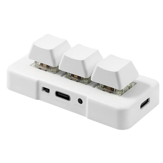 MK321 3 Keys Custom Keys Game Office PS Clip Macro Programming Keypad, Cable Length: 1.5m, White, Black