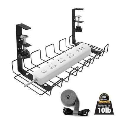 Under Desk Cable Management Tray Carbon Steel Cable Organizer Cable Storage Rack, 40.5 CM