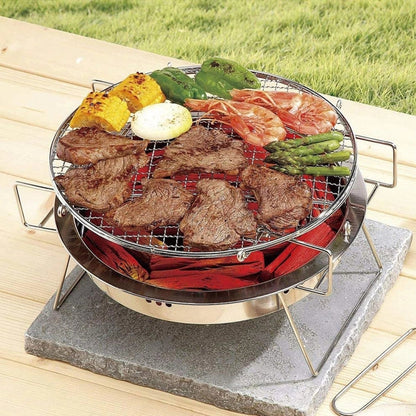 RG_011 Outdoor Round Folding Stainless Steel Barbecue Grill, Size:, 22 x 14cm, 30 x 19.5cm