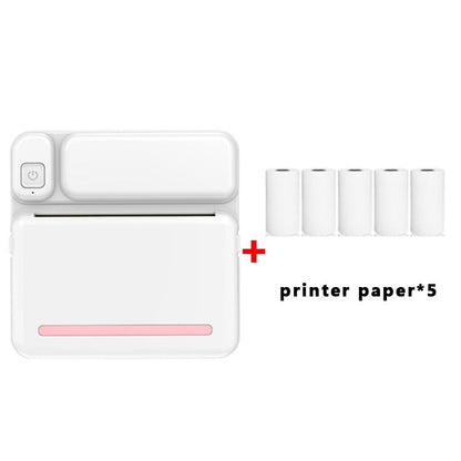 C19 200DPI Student Homework Printer Bluetooth Inkless Pocket Printer, Pink, Blue, Pink Printer Paper x 5, Blue Printer Paper x 5, Pink Sticker x 5, Blue Sticker x 5, Pink Set, Blue Set