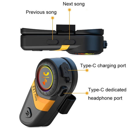 Motorcycle Helmet Call Music Navigation Bluetooth Headset, Red, Yellow, Green