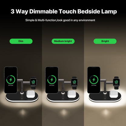 UD23 15W 3 In 1 Desktop Aluminum Alloy Wireless Charger, For Smartphone&iWatch&AirPods, UD23