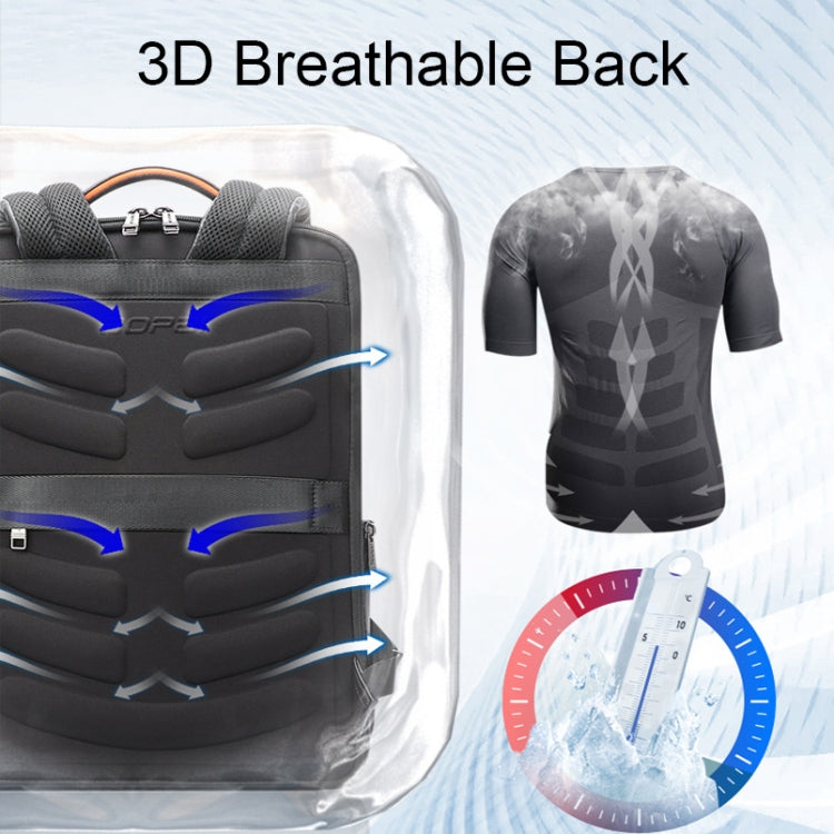Bopai 61-70111 Cowhide Multi-compartment Waterproof Anti-theft Backpack with USB Charging Hole, 61-70111